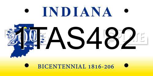 1TAS482 Indiana License Plate