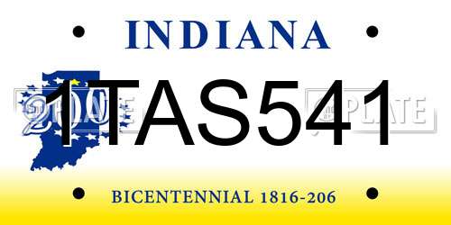 1TAS541 Indiana License Plate
