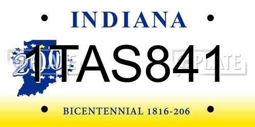1TAS841 Indiana License Plate