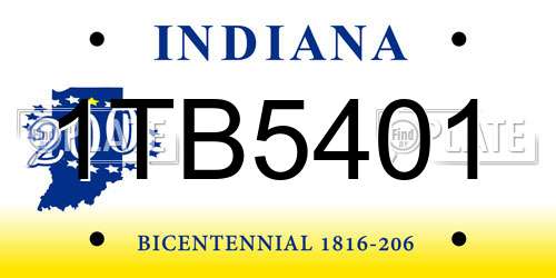 1TB5401 Indiana License Plate
