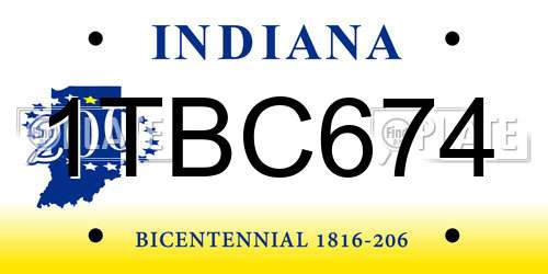 1TBC674 Indiana License Plate