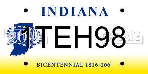 1TEH98 Indiana License Plate