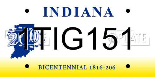 1TIG151 Indiana License Plate