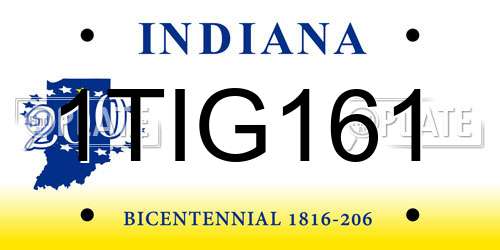 1TIG161 Indiana License Plate