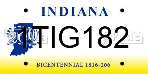 1TIG182 Indiana License Plate