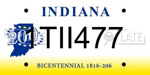 1TII477 Indiana License Plate