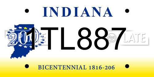 1TL887 Indiana License Plate