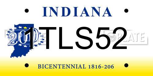 1TLS52 Indiana License Plate