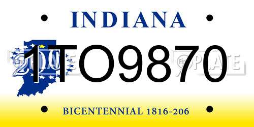 1TO9870 Indiana License Plate