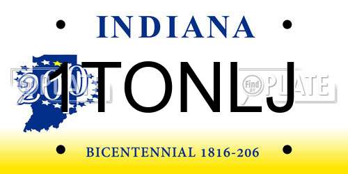 1TONLJ Indiana License Plate