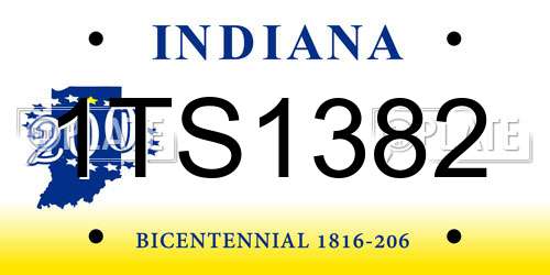 1TS1382 Indiana License Plate