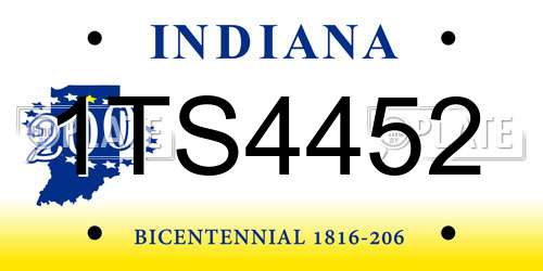 1TS4452 Indiana License Plate