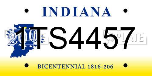 1TS4457 Indiana License Plate