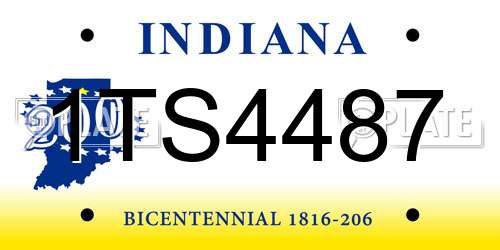 1TS4487 Indiana License Plate