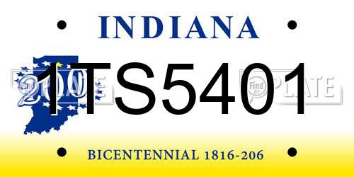 1TS5401 Indiana License Plate