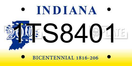 1TS8401 Indiana License Plate