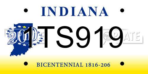 1TS919 Indiana License Plate