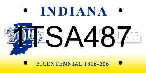 1TSA487 Indiana License Plate