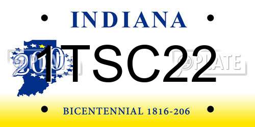 1TSC22 Indiana License Plate
