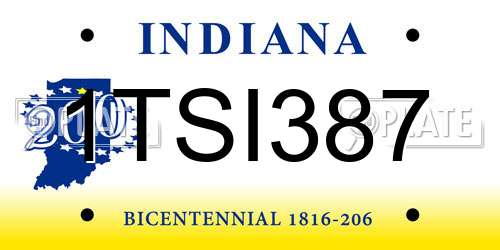 1TSI387 Indiana License Plate