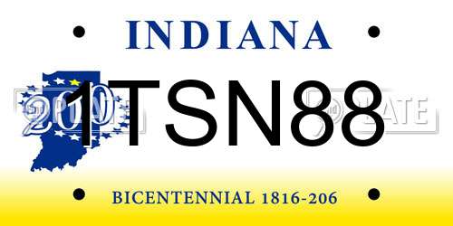 1TSN88 Indiana License Plate