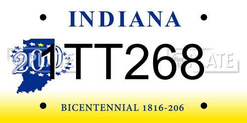 1TT268 Indiana License Plate