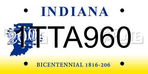 1TTA960 Indiana License Plate