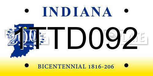 1TTD092 Indiana License Plate