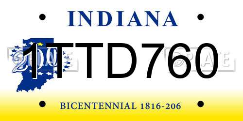1TTD760 Indiana License Plate