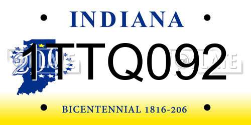 1TTQ092 Indiana License Plate