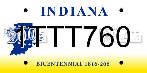 1TTT760 Indiana License Plate