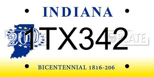 1TX342 Indiana License Plate