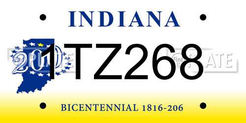 1TZ268 Indiana License Plate