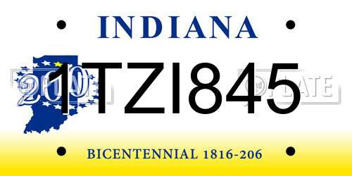1TZI845 Indiana License Plate