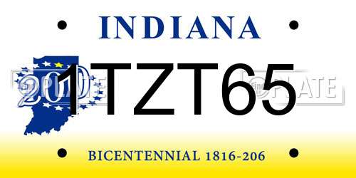 1TZT65 Indiana License Plate