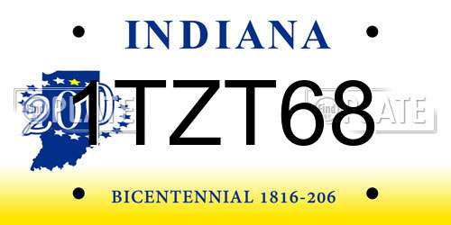 1TZT68 Indiana License Plate