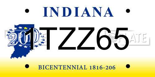 1TZZ65 Indiana License Plate