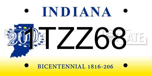 1TZZ68 Indiana License Plate