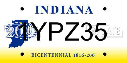 1YPZ35 Indiana License Plate