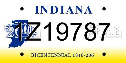 1Z19787 Indiana License Plate