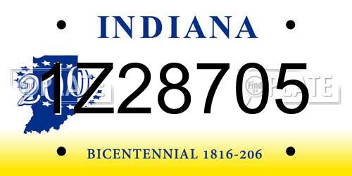 1Z28705 Indiana License Plate