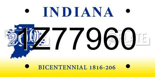 1Z77960 Indiana License Plate