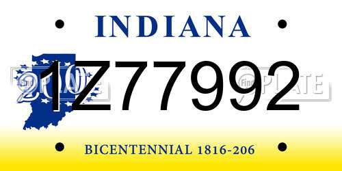 1Z77992 Indiana License Plate