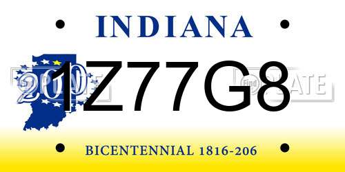 1Z77G8 Indiana License Plate