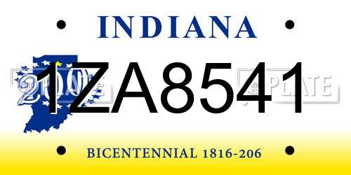 1ZA8541 Indiana License Plate