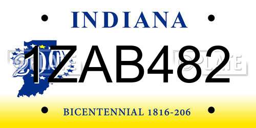 1ZAB482 Indiana License Plate