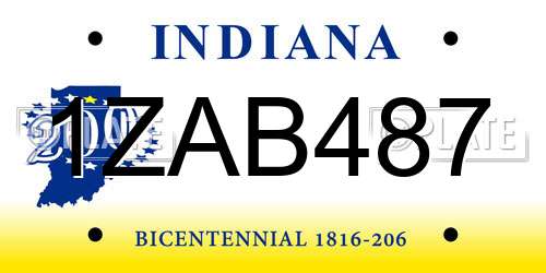 1ZAB487 Indiana License Plate