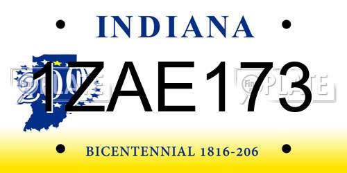 1ZAE173 Indiana License Plate