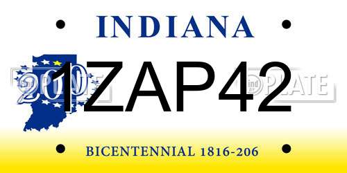 1ZAP42 Indiana License Plate