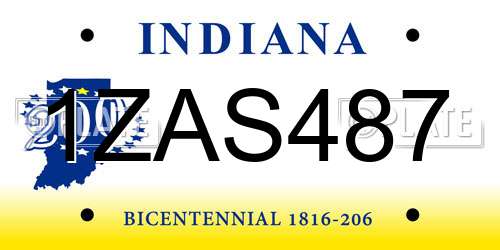 1ZAS487 Indiana License Plate
